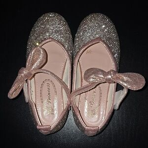 Sparkly Pink Young Girl's Kids Dress Shoes Embellished Barbie Princess